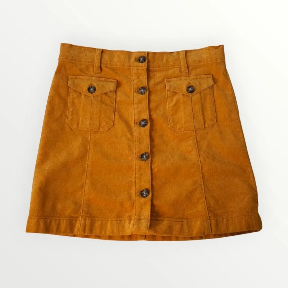 Vineyard Vines Girls 12 Corduroy Skirt Mustard Yellow Button Front Pockets Prepp